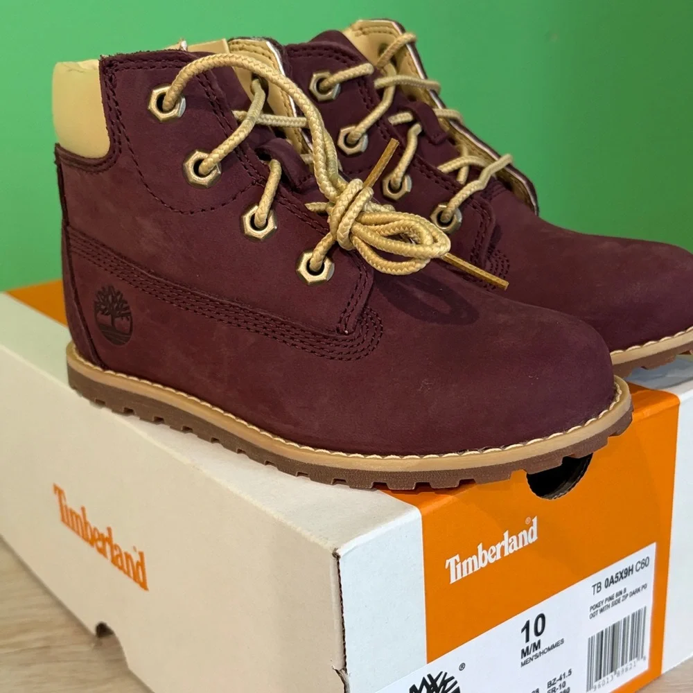 Timberland Kids' Maroon Lace-Up Boots size 10